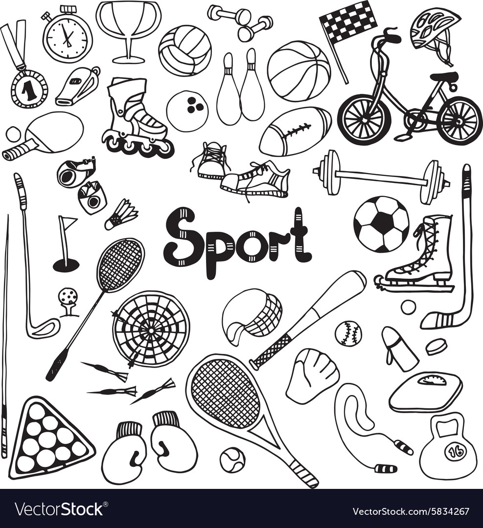 Doodle sport set Royalty Free Vector Image - VectorStock