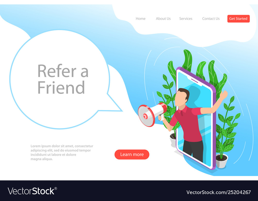 Isometric flat landing page template Royalty Free Vector