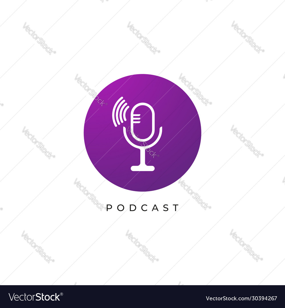 Minimal podcast logo design template isolated