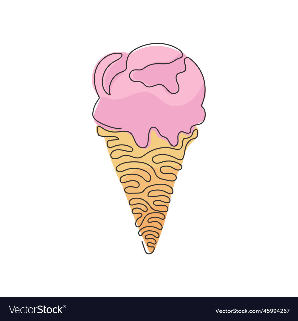 Single continuous line drawing delicious ice Vector Image