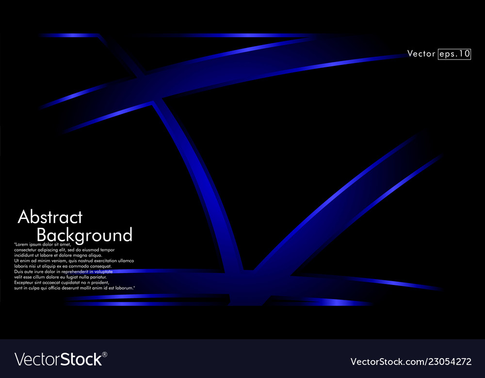 Blue ribbon wave on a black background layout