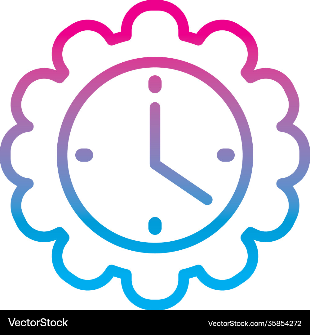 Clock inside gear gradient style icon Royalty Free Vector