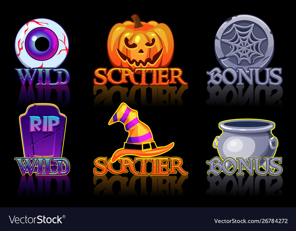 Halloween slots icons wild bonus and scatter