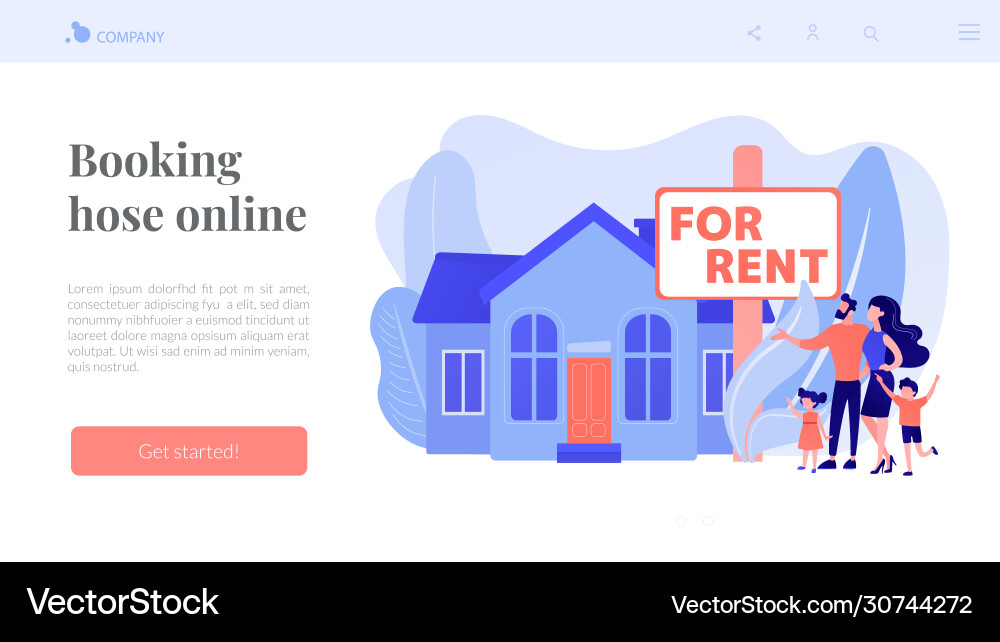 House for rent concept landing page Royalty Free Vector