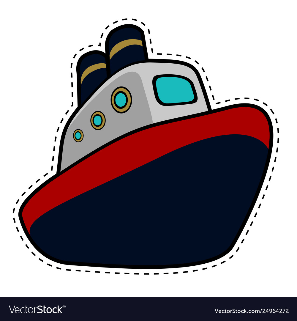 Isolated ship dotted sticker Royalty Free Vector Image