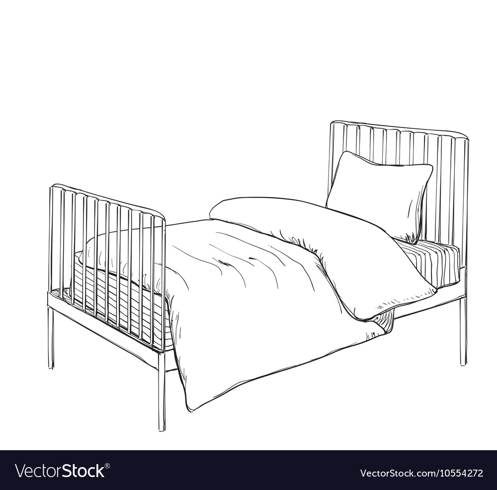 Kids bunk bed doodle style sketch Royalty Free Vector Image