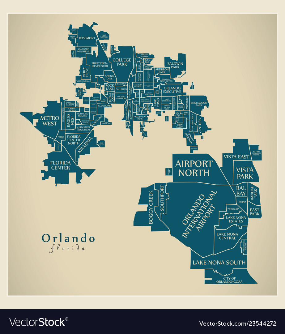 Modern city map - orlando florida of the usa