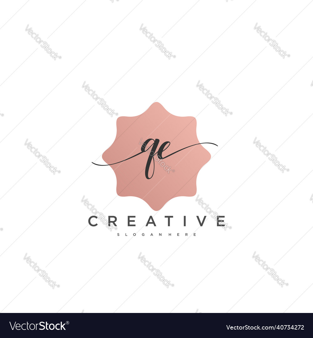 Qe initial handwriting minimalist geometric logo