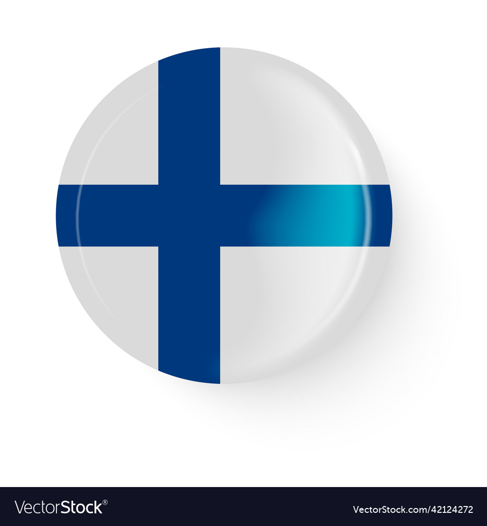 Round flag of finland pin button brooch icon