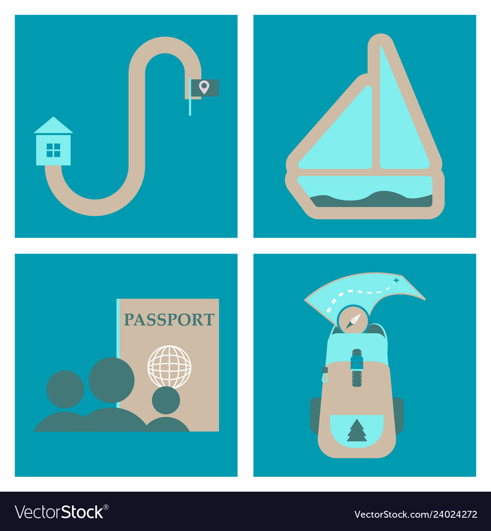 Tourism icon set included icons as tourist guide vector image