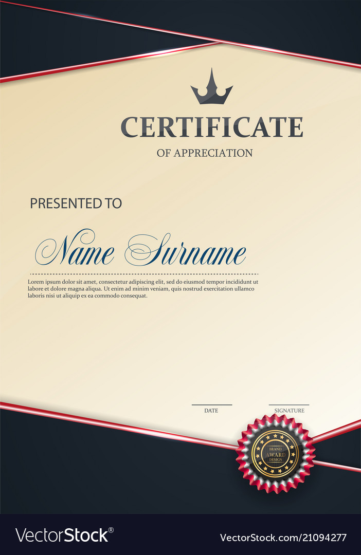 Certificate of appreciation template trend style Vector Image