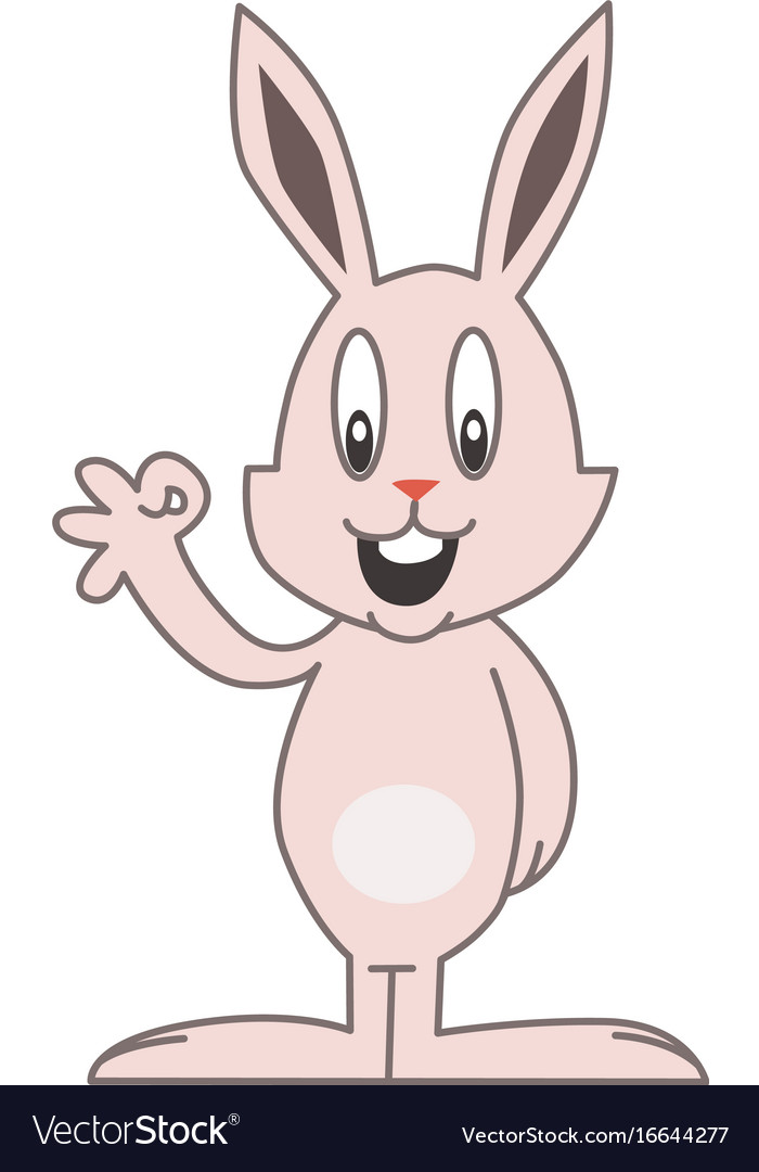 Cute pink bunny showing ok sign