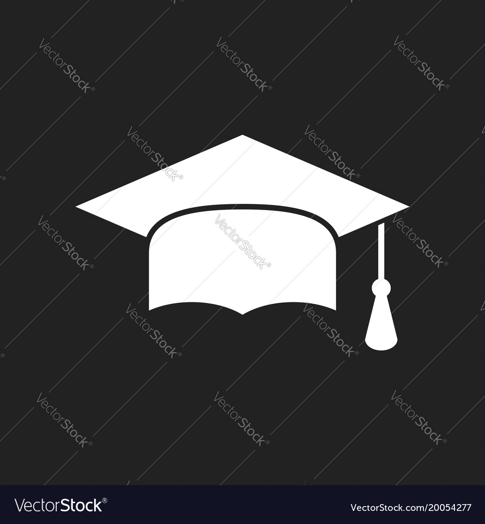 Graduation cap flat design icon finish education Vector Image