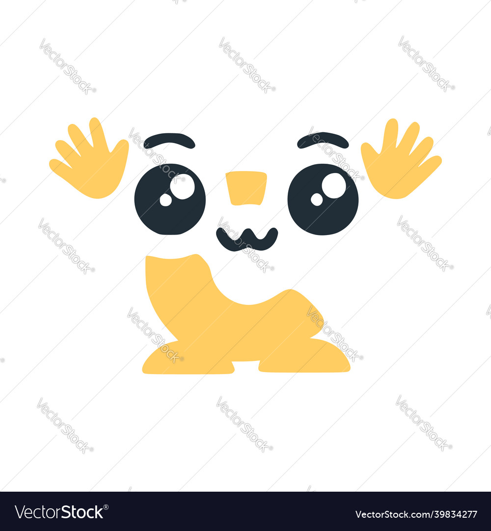 Letter c cute kawaii character with hands funny Vector Image