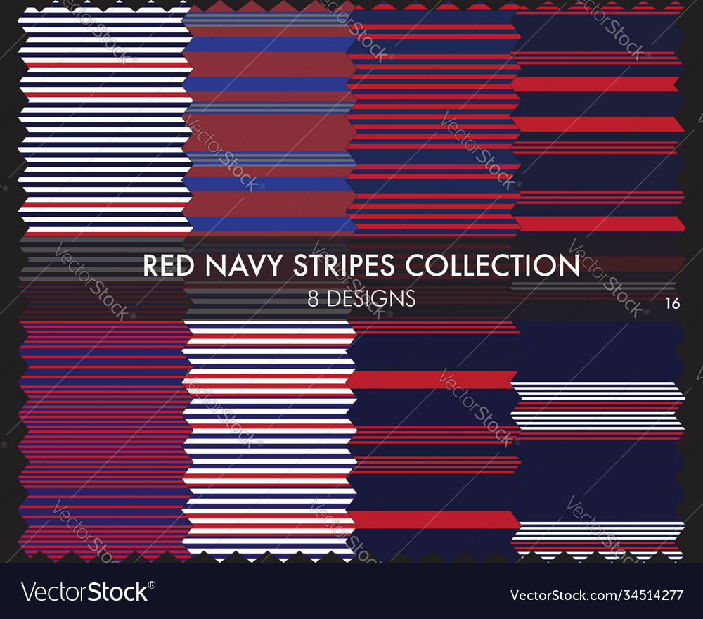 Red navy stripe seamless pattern collection