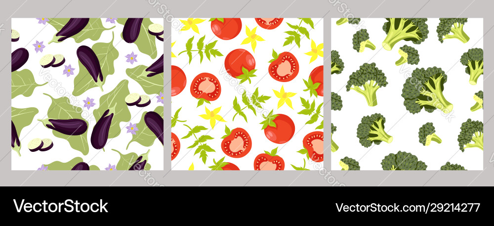 Seamless patterns vegetables Royalty Free Vector Image