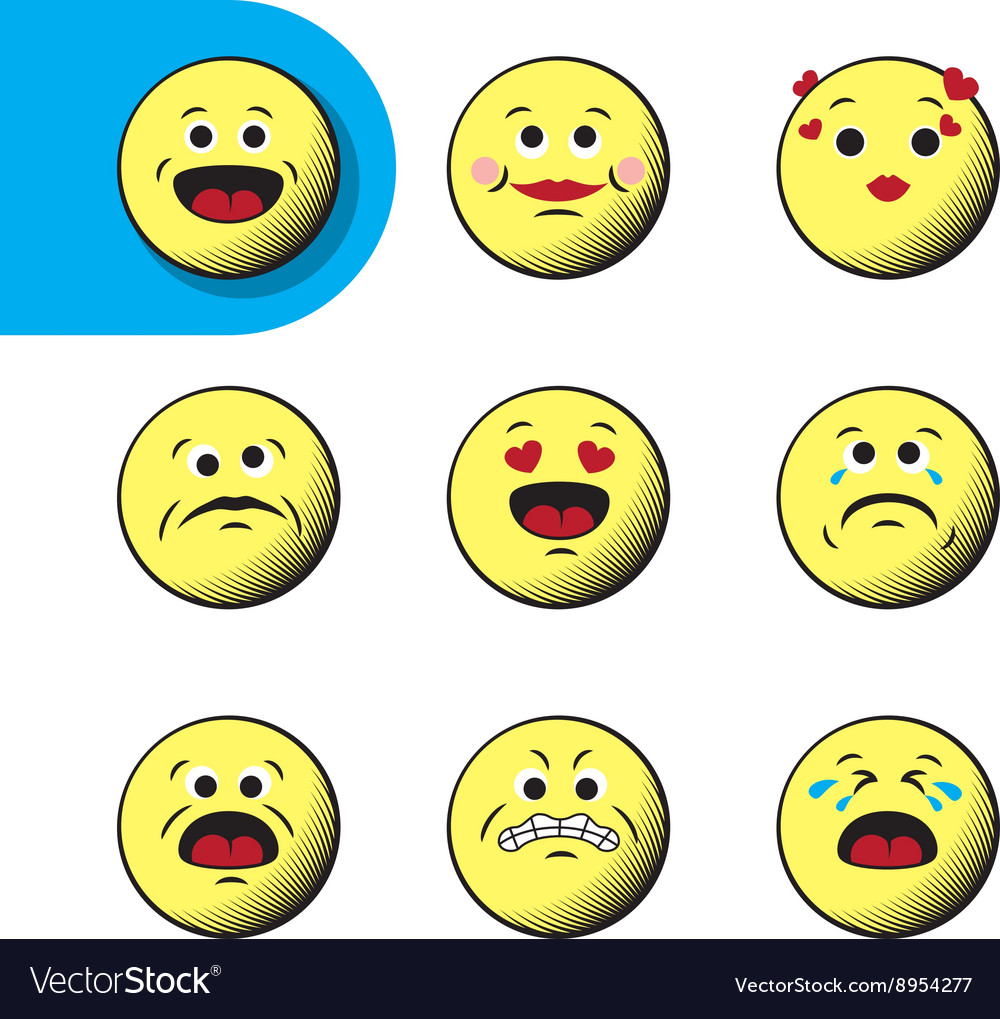 Set of retro emoji emoticons Royalty Free Vector Image