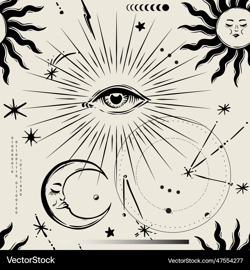 Spiritual eye isoteric seamless pattern mystic Vector Image