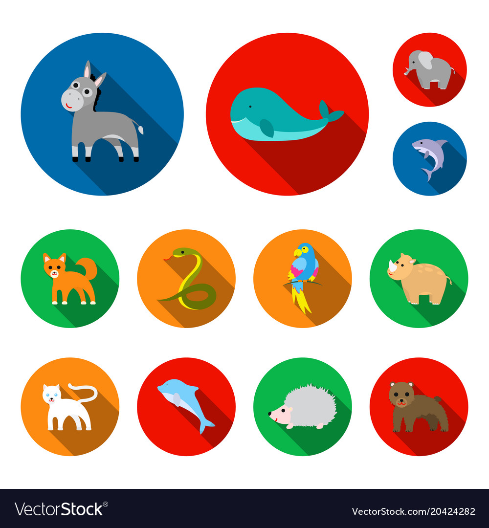 An Unrealistic Animal Flat Icons In Set Collection