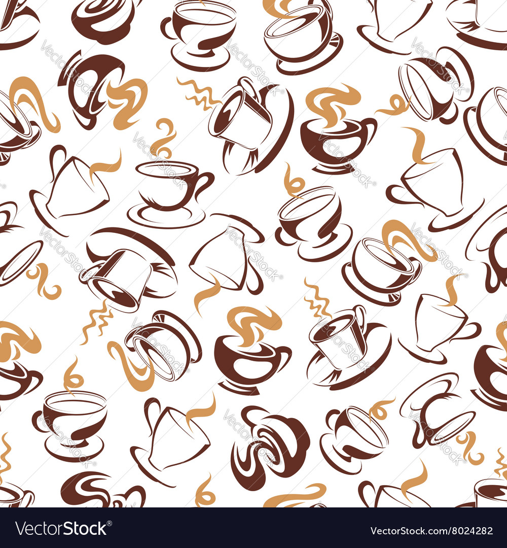 Coffee drinks brown seamless pattern Royalty Free Vector