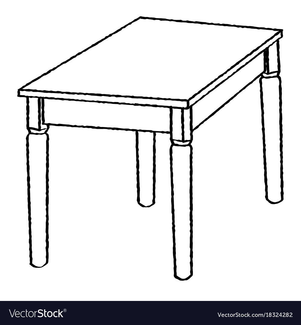 Line drawing of table simple Royalty Free Vector Image