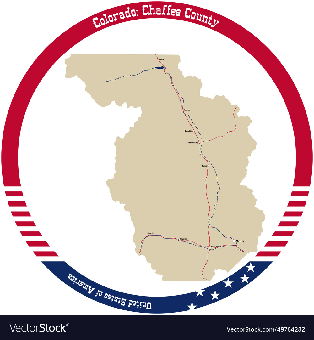 Map of chaffee county in colorado usa arranged