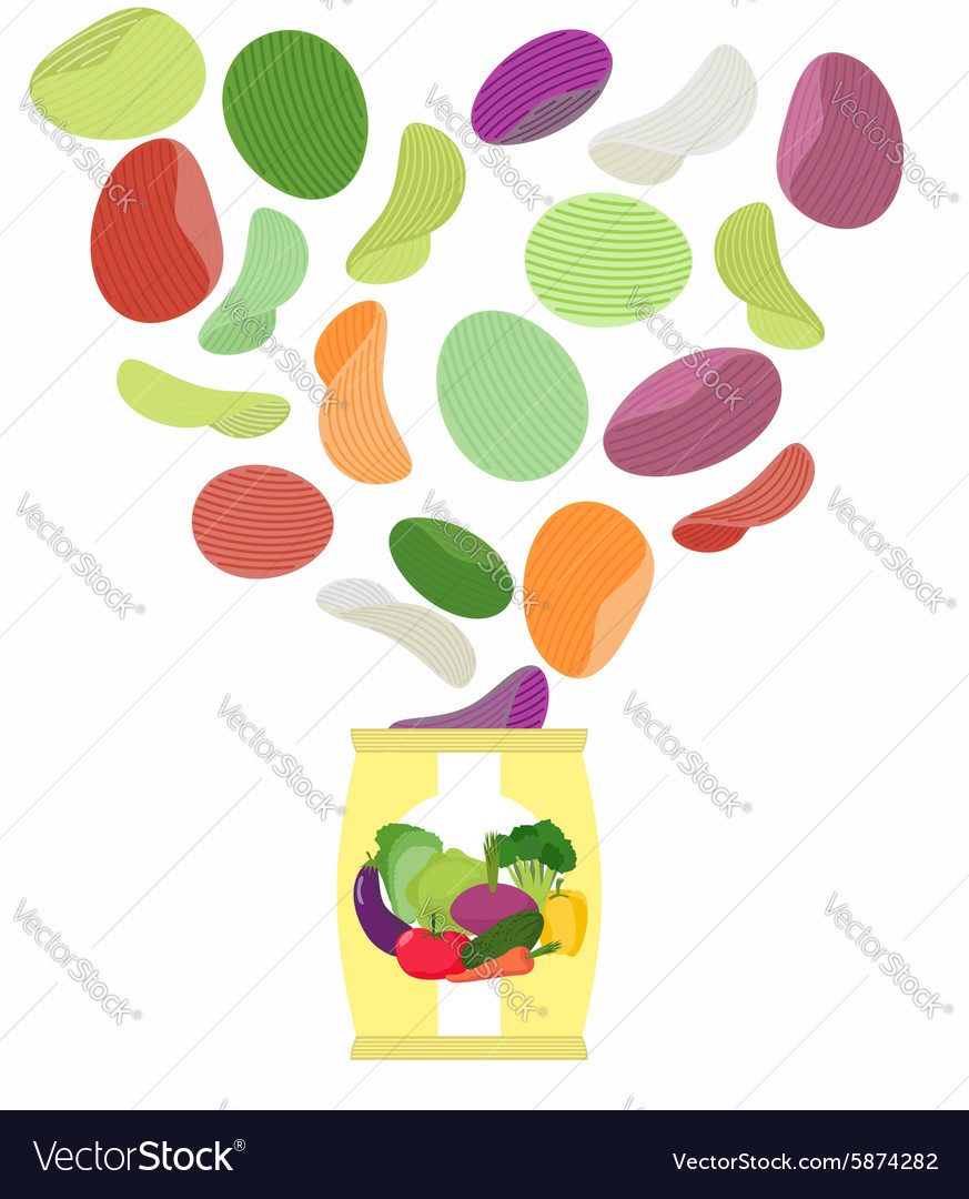 Potato chips taste of vegetables packaging bag