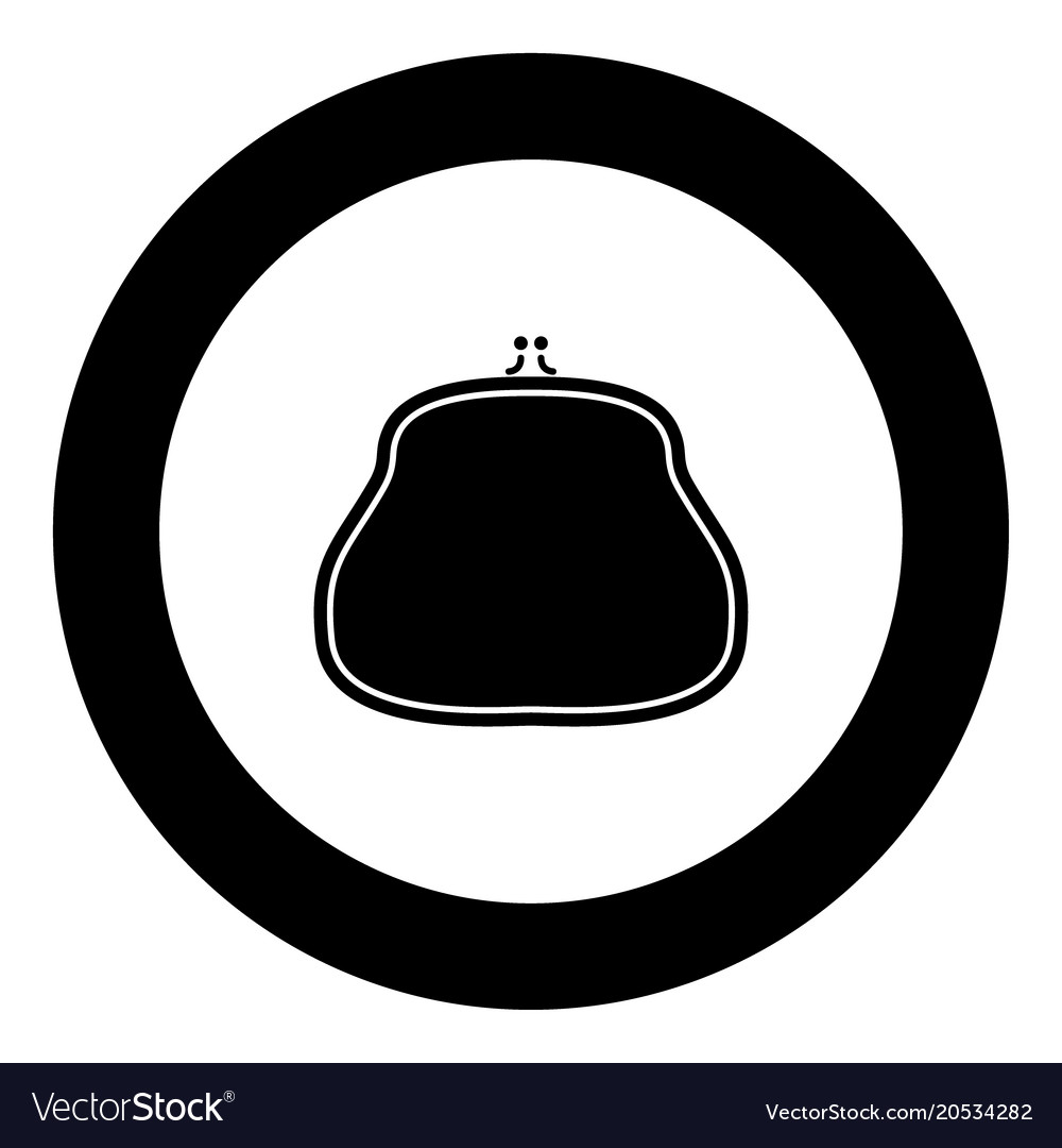 Purse icon black color in circle