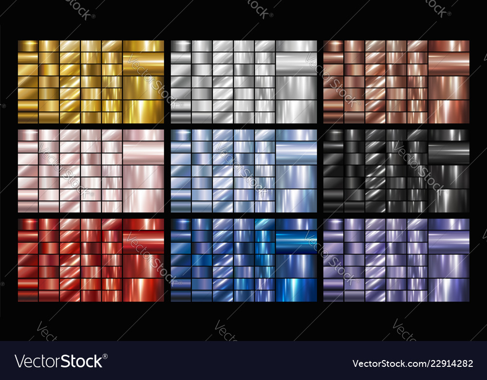 Set of metal background vector image Set of metal background