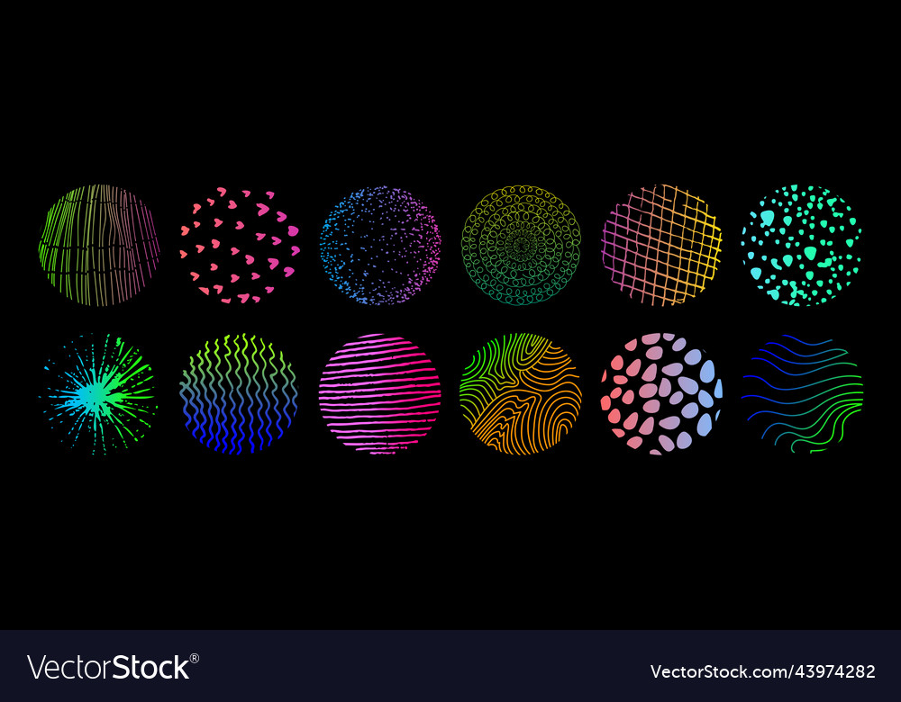 Set of round abstract colorful bright backgrounds