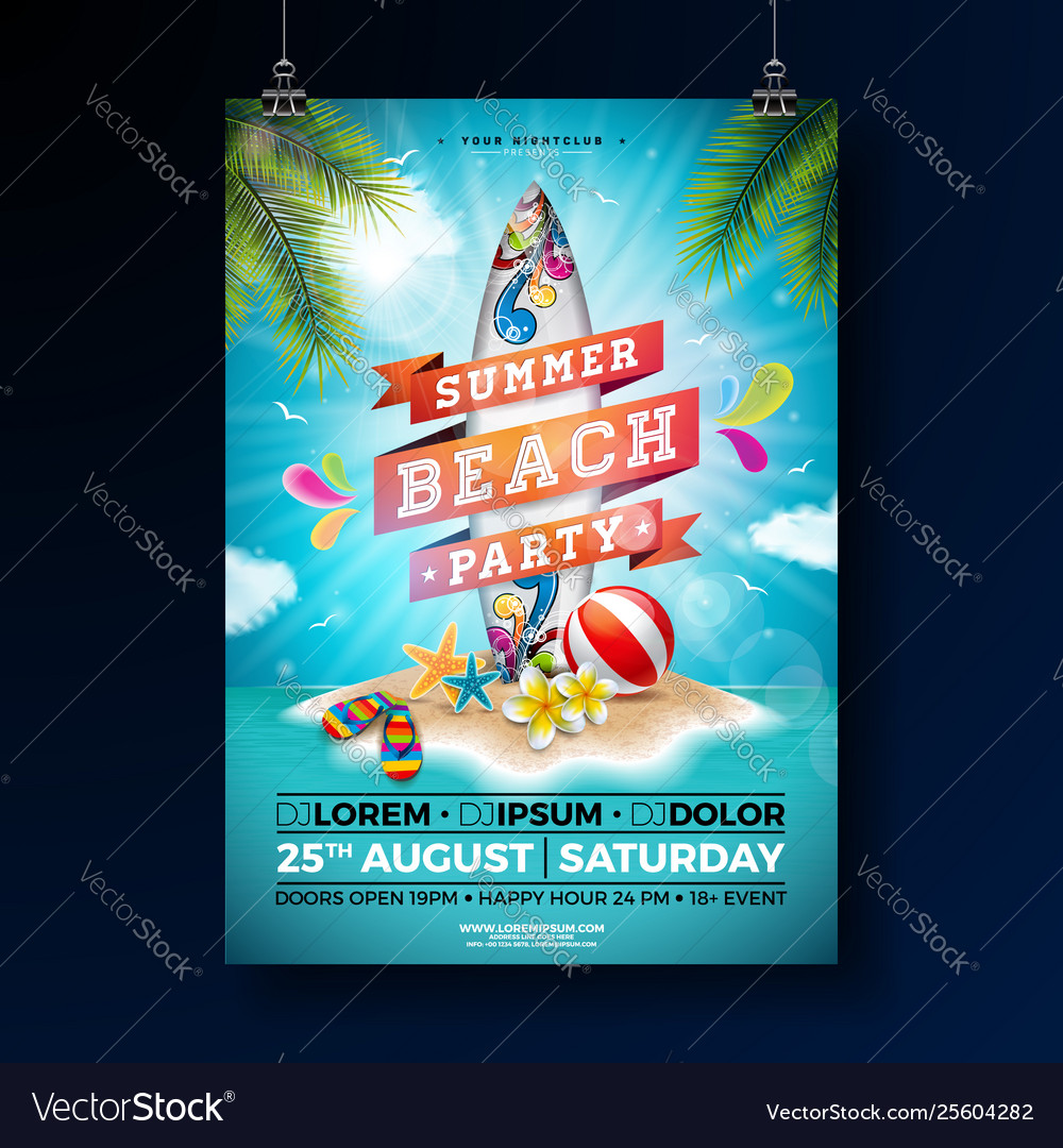 summer beach party flyer design with flower beach beach party flyer