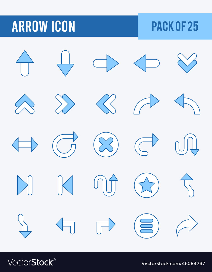 25 arrow two color icons pack