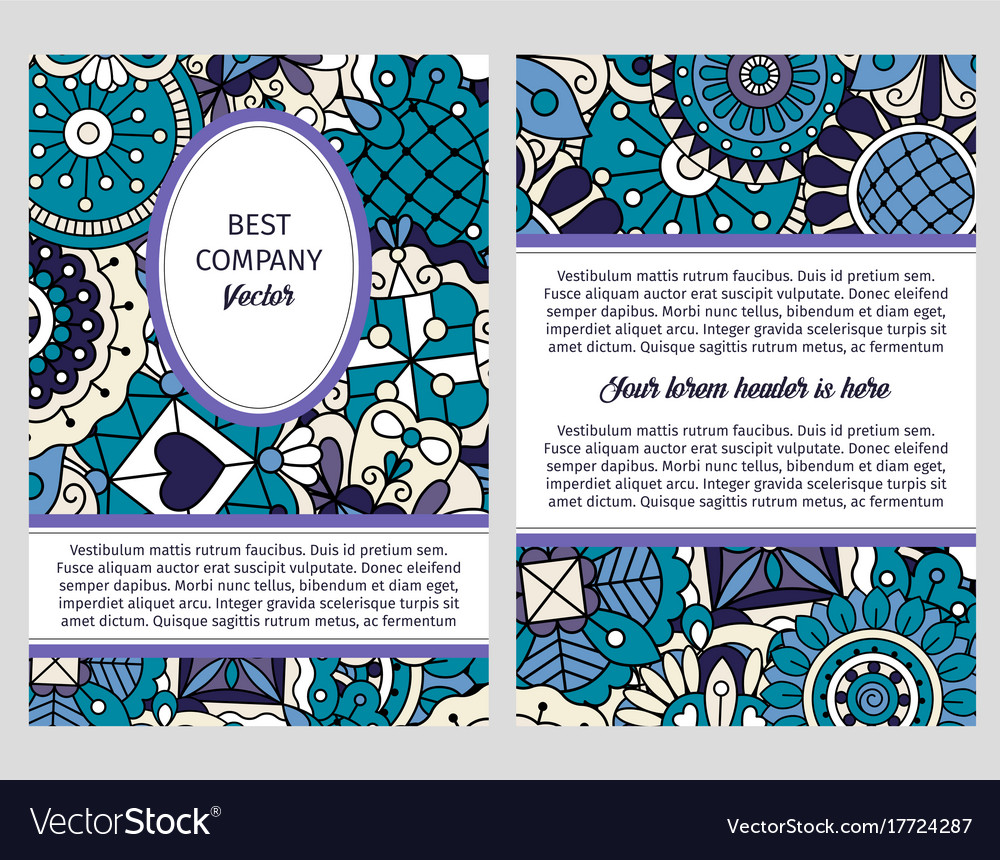 Brochure in blue and lilac colors