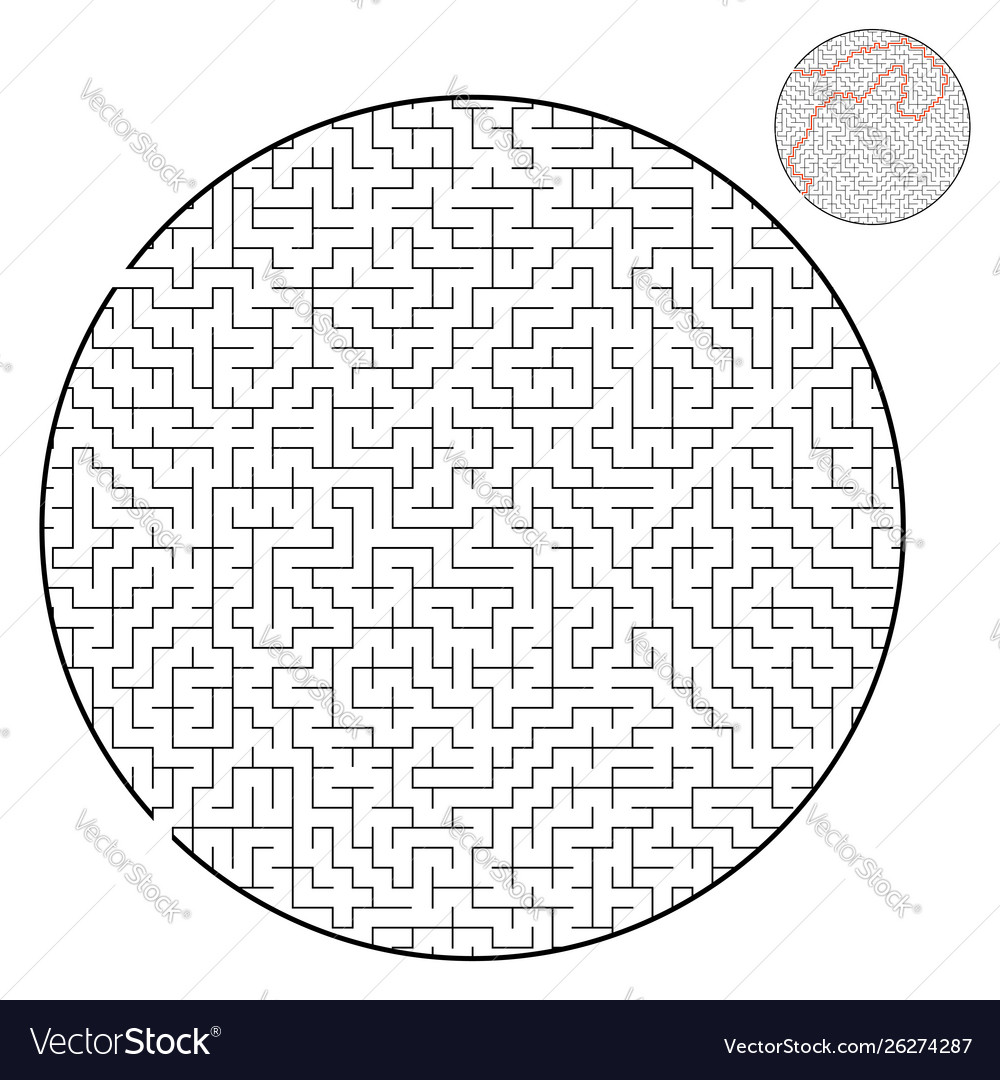 Difficult round labyrinth game for kids Royalty Free Vector