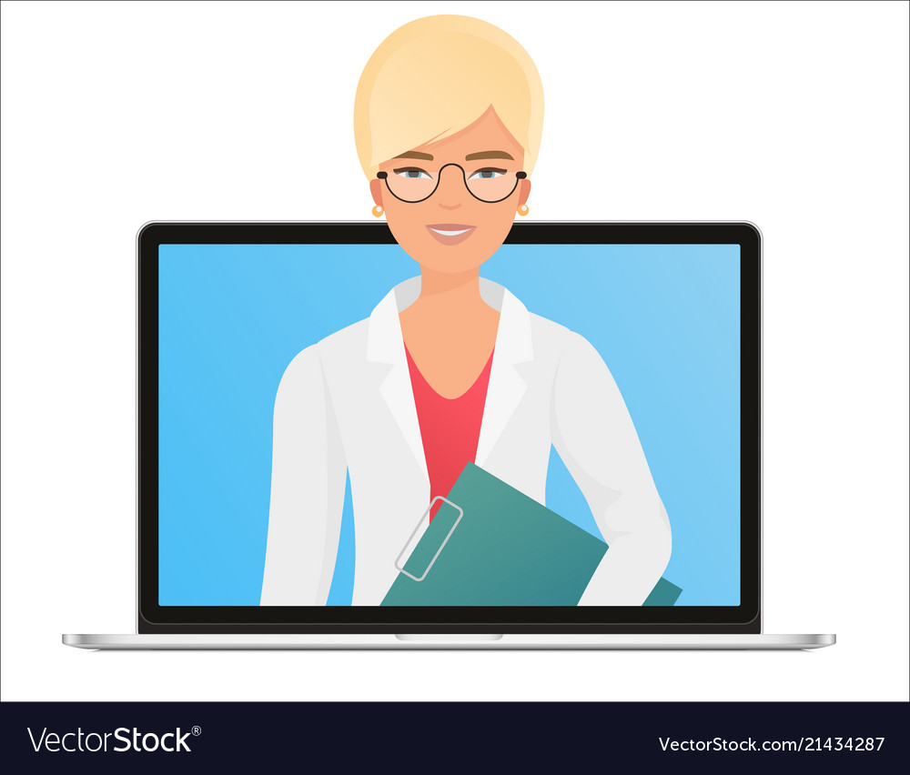 Female woman doctor with online medical Royalty Free Vector