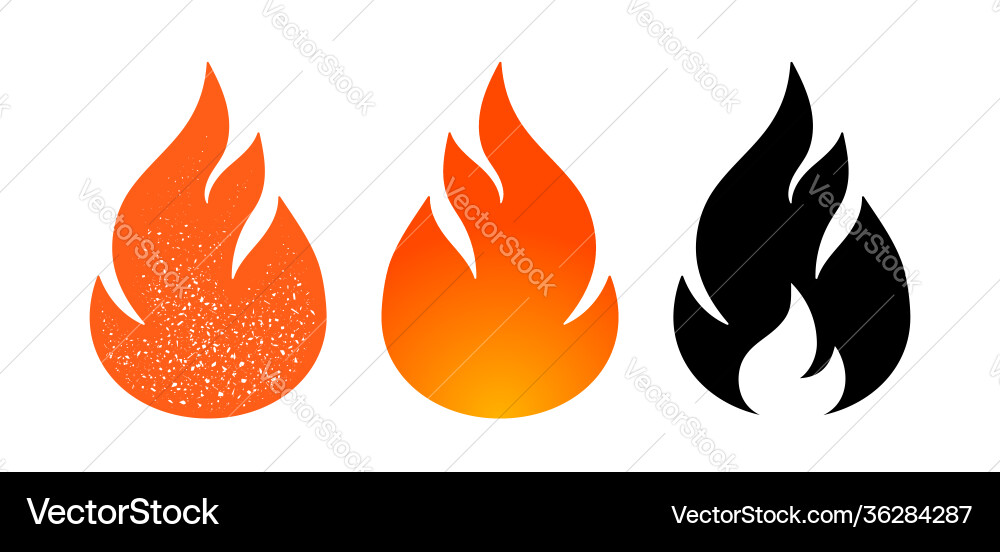 Fire flame red collection set Royalty Free Vector Image