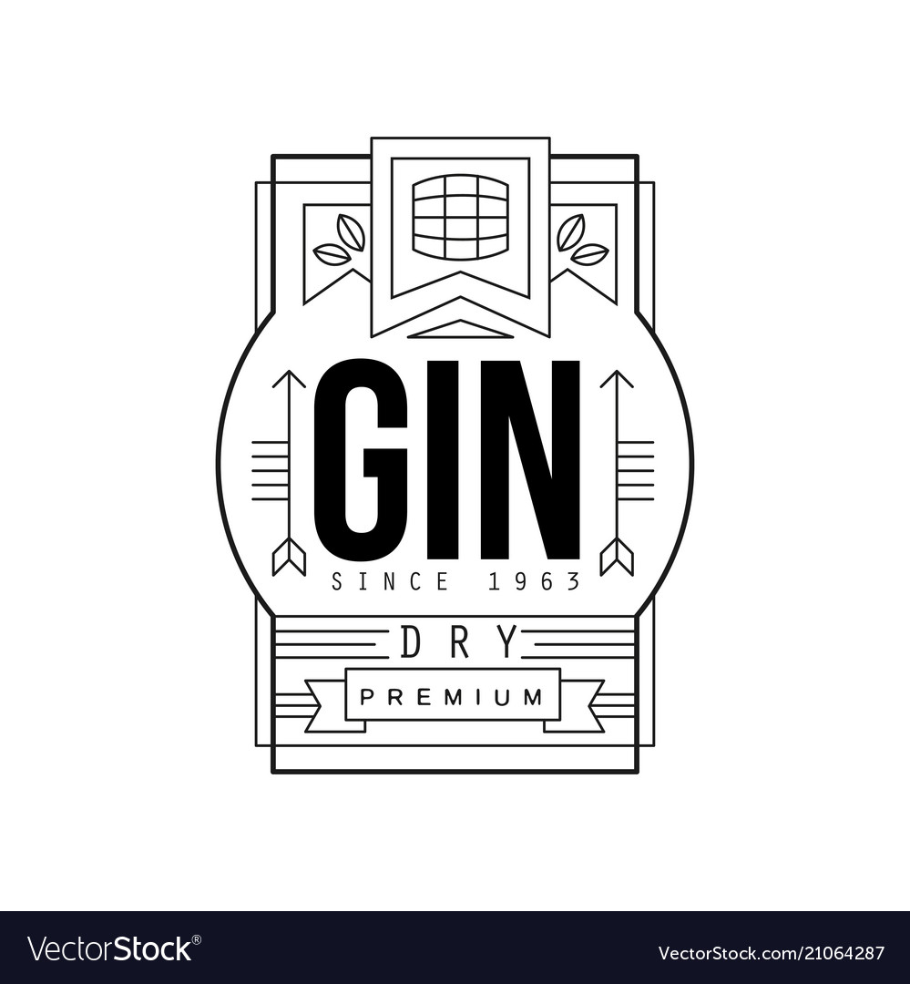 Gin vintage label design dry strong drink Vector Image