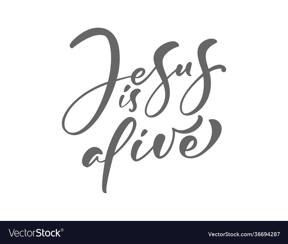 Hand drawn jesus is alive easter calligraphy Vector Image