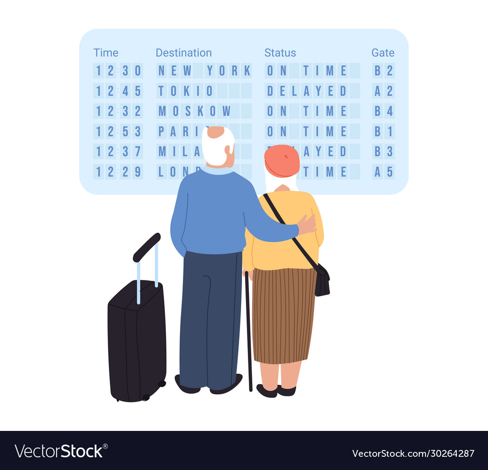 Old couple at airport