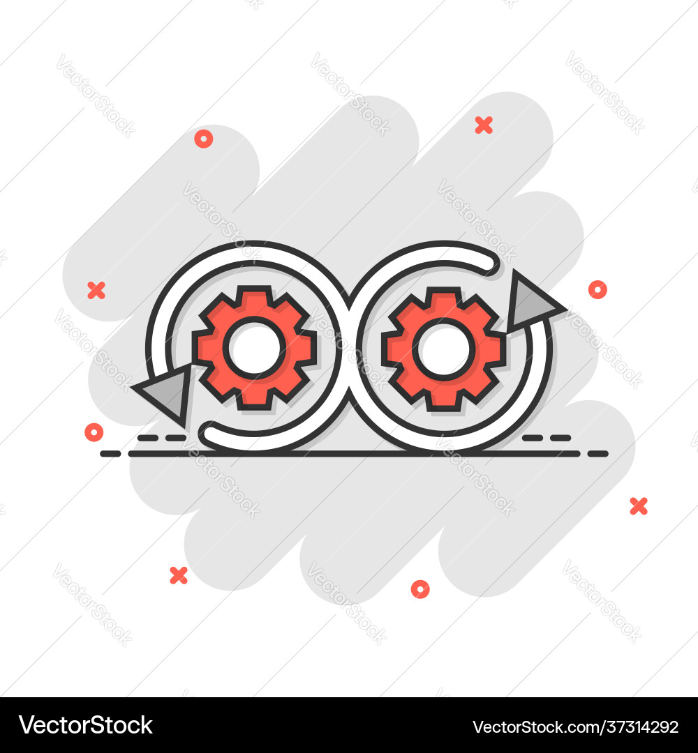 Development icon in comic style devops cartoon Vector Image