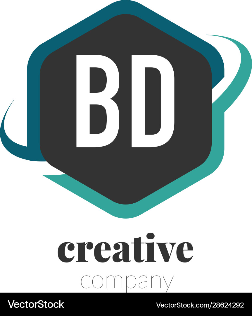 Initial letter bd creative hexagonal design logo Vector Image