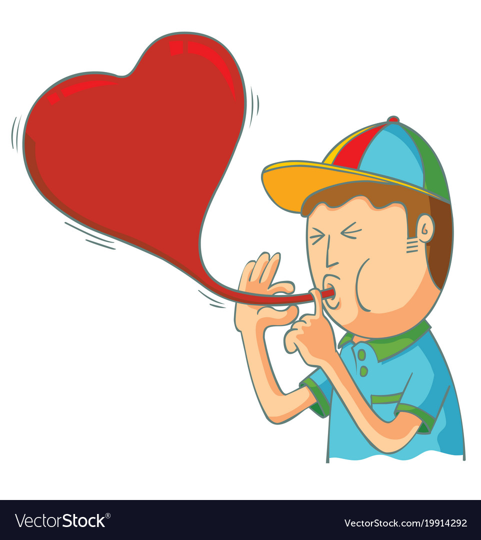 Kid blowing love balloon