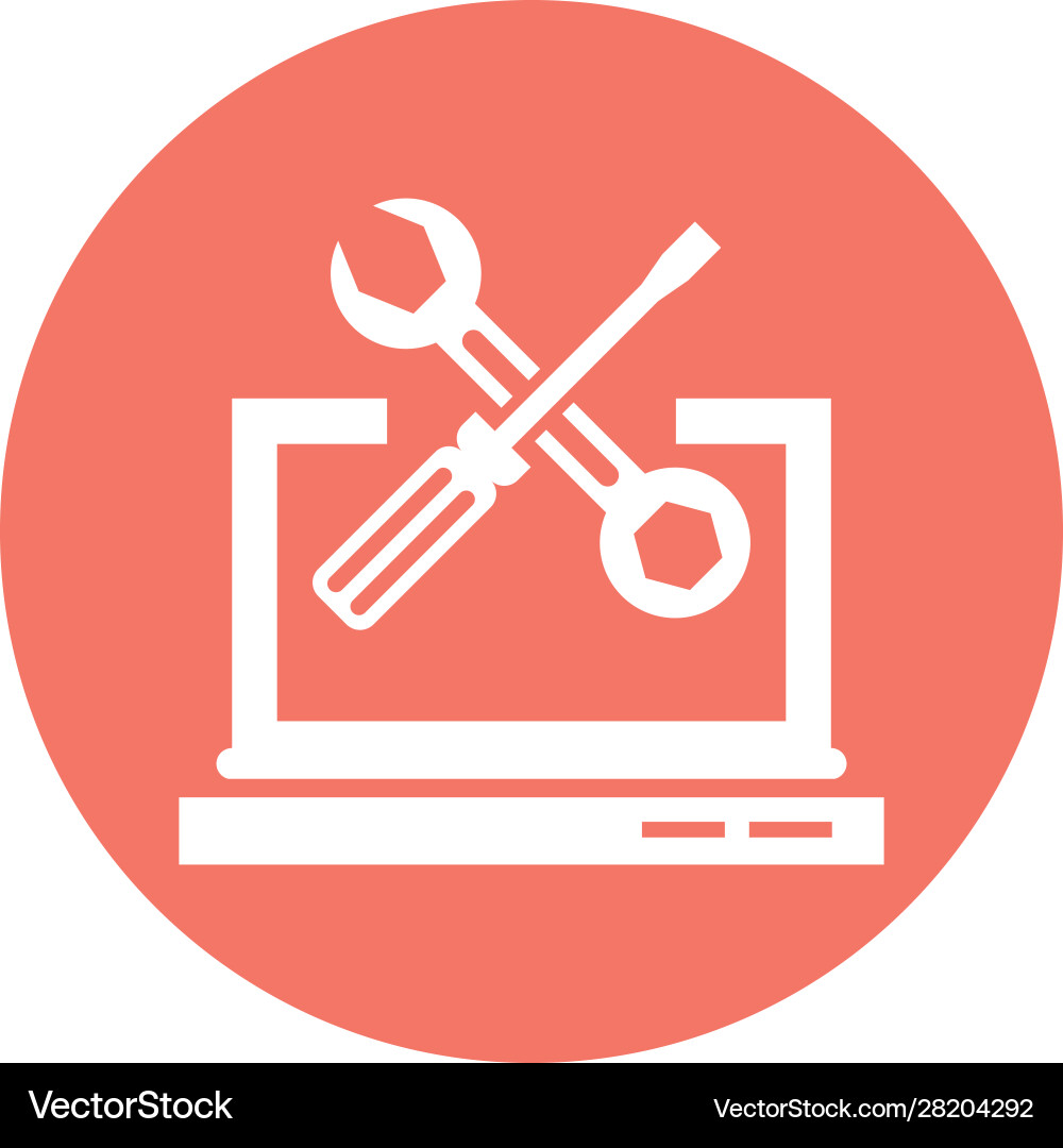Laptop computer portable with tools Royalty Free Vector