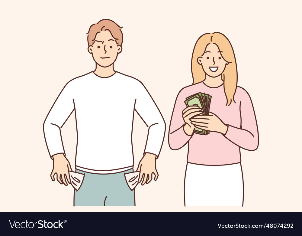 Rich Woman And Poor Man Symbolize Social Vector Image