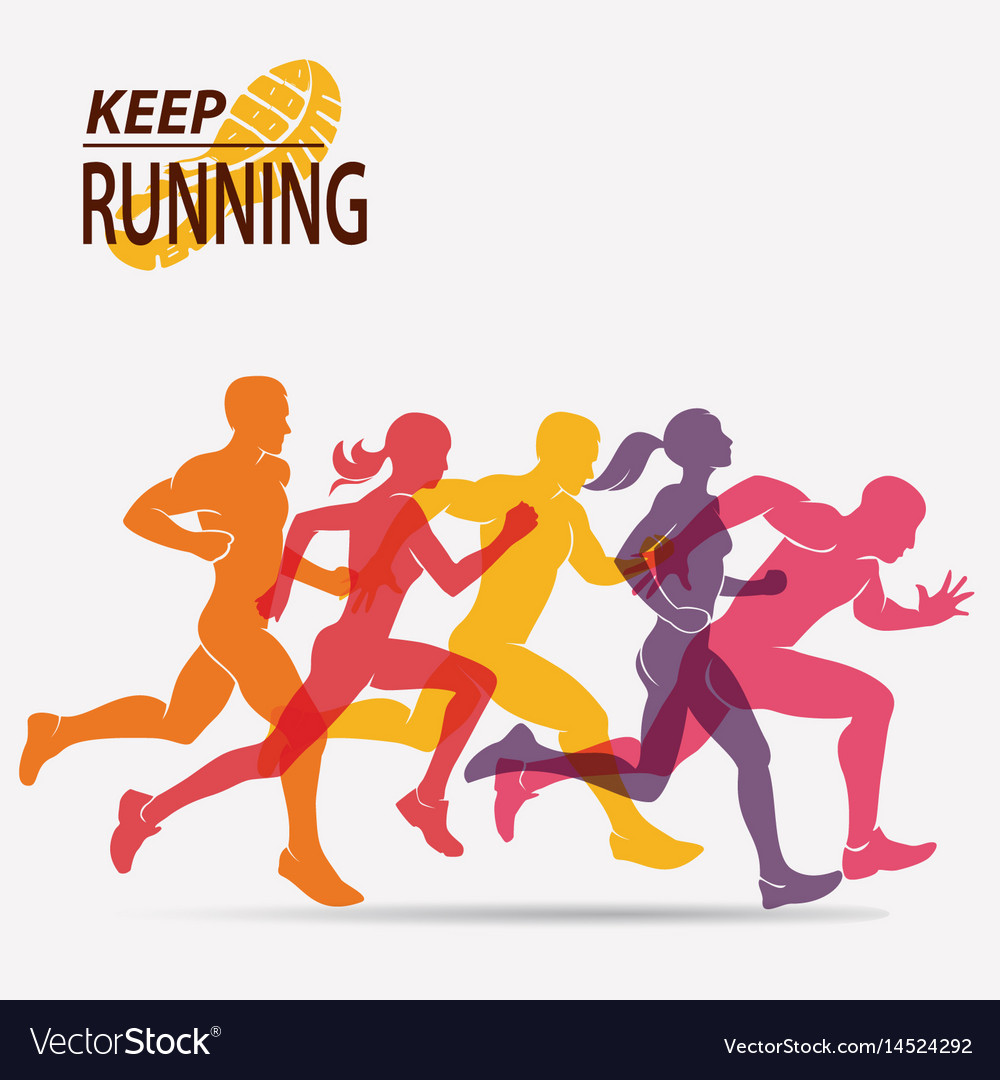 Running People Set Of Silhouettes Sport And Vector Image