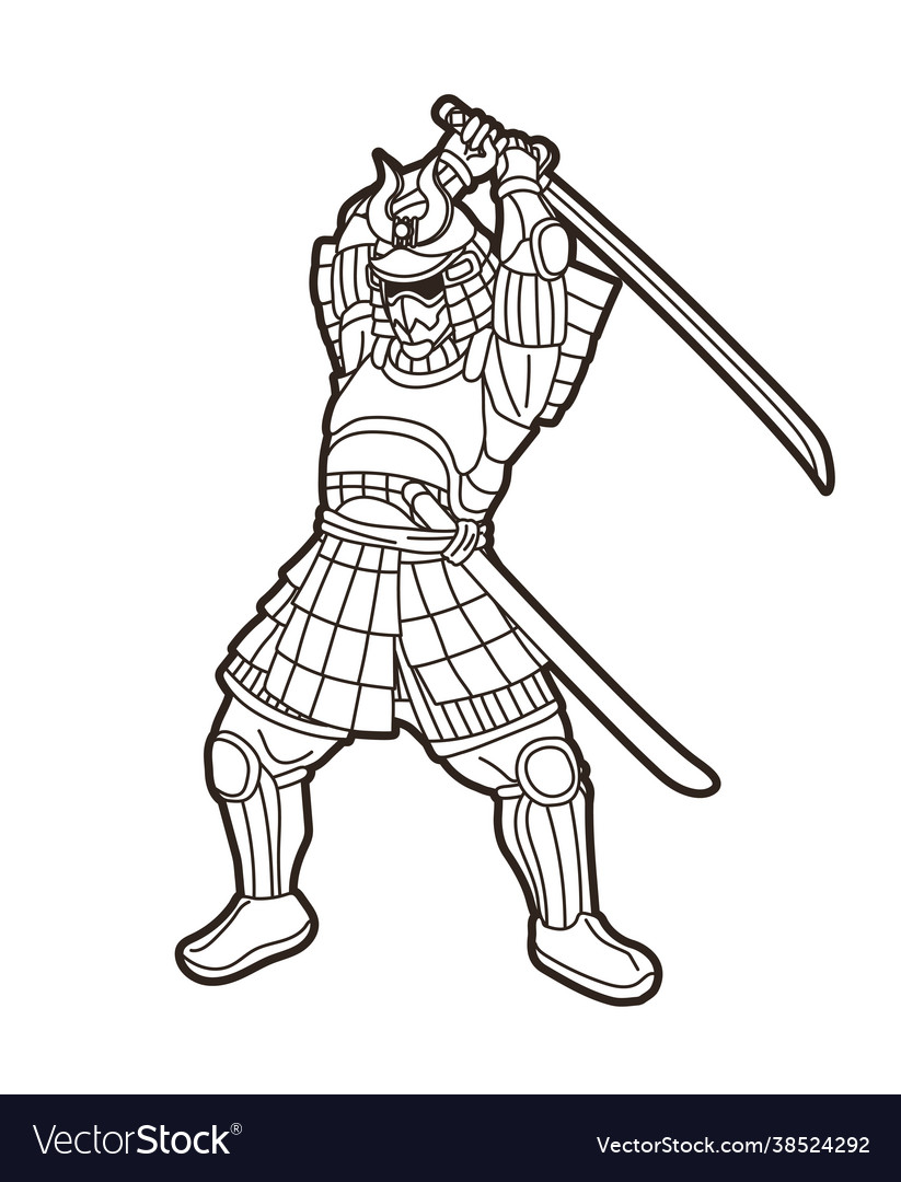 Samurai warrior action japanese fighter Royalty Free Vector