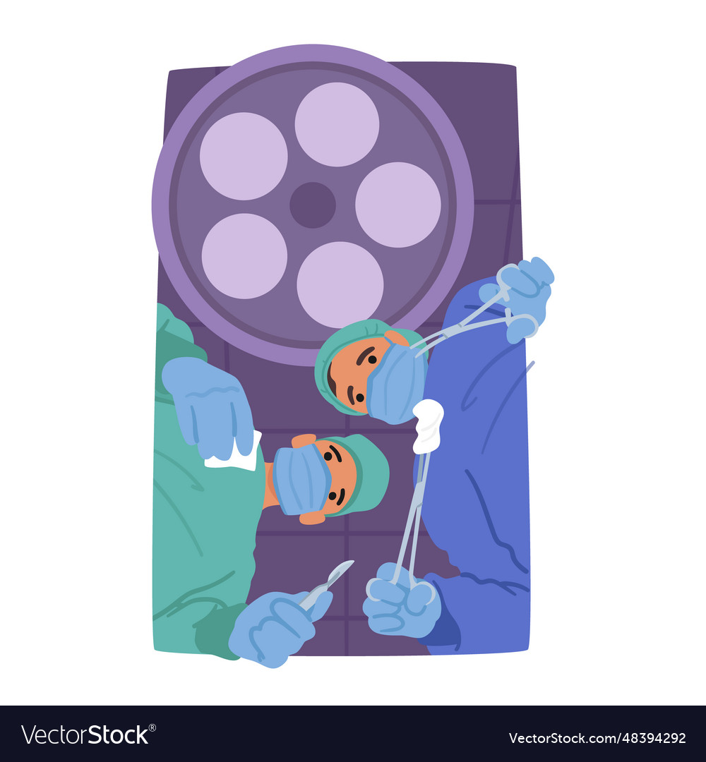 Surgeons characters perform precise incisions