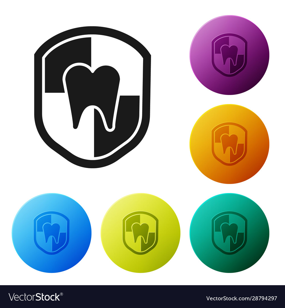 Black dental protection icon isolated on white