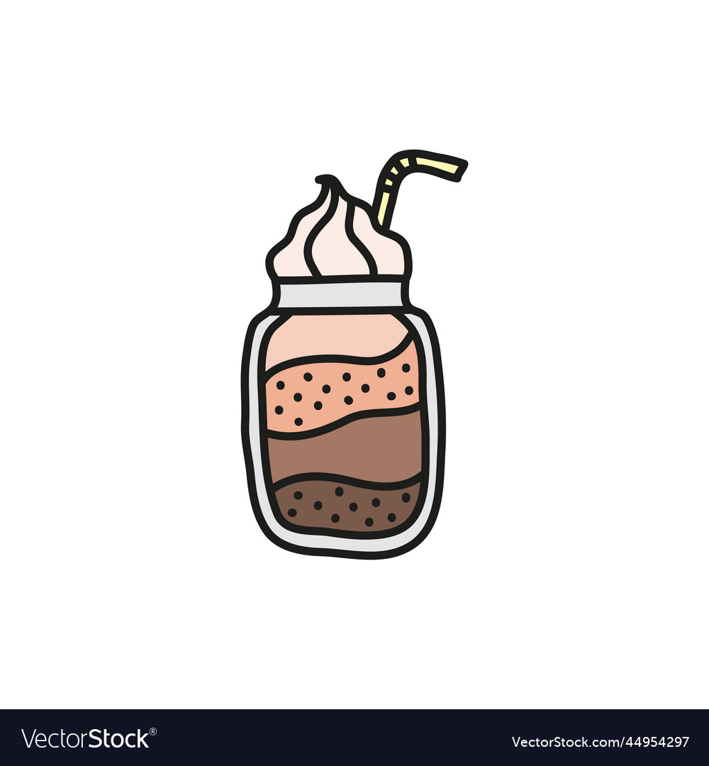 Cute doodle layered coffee drink or milkshake