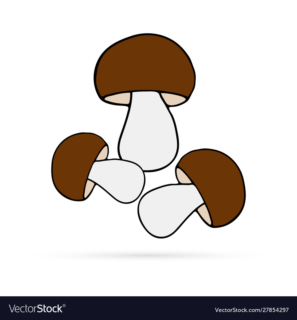 Doodle mushroom icon vegetable healthy food